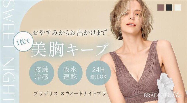 補整下着ブランドのブラデリスニューヨークからトレンドの幾何学柄レースを使用したナイトブラが新発売