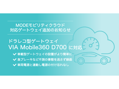 MODEモビリティクラウド、ドラレコ型ゲートウェイ「VIA Mobile360 D700」に対応