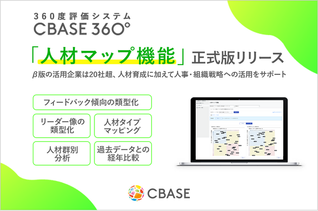 360度フィードバックシステム「CBASE 360°」、フィードバックデータを人事・組織戦略につなぐ「人材マップ」正式版を提供開始