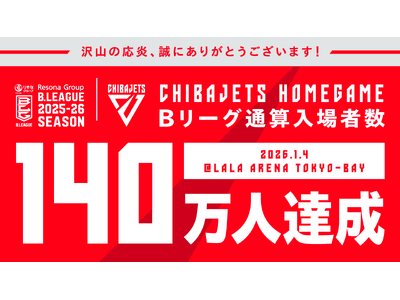 【千葉ジェッツ】Bリーグ最速でホームゲーム通算入場者数140万人達成！平均入場者数１万人も維持し続け、今後も地域から愛されるクラブを目指して邁進！！