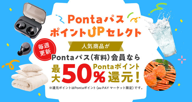au PAY マーケット、最大50％ポイント還元特典「Pontaパス ポイントUPセレクト」をPontaパス会員向けに提供開始