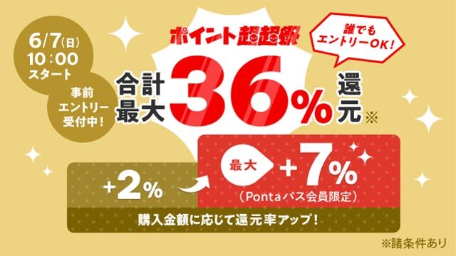 Pontaパス会員なら最大36％還元＆おトクな目玉商品が続々登場！au PAY マーケット、初夏のお買い物を盛り上げる「ポイント超超祭」を開催