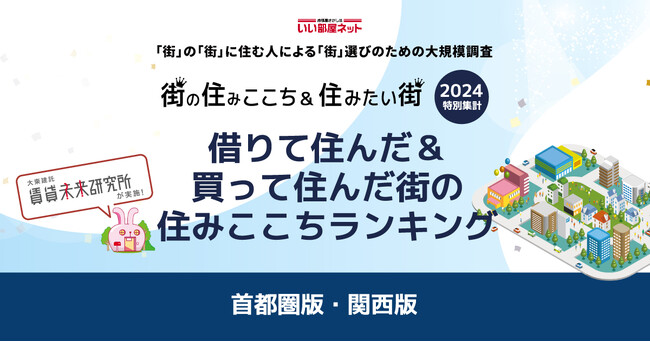 いい部屋ネット「借りて住んだ＆買って住んだ街の住みここちランキング２０２４<首都圏版＞」（街の住みここちランキング特別集計）発表