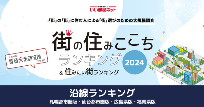 いい部屋ネット「街の住みここち沿線ランキング２０２４＜広島県版＞」発表