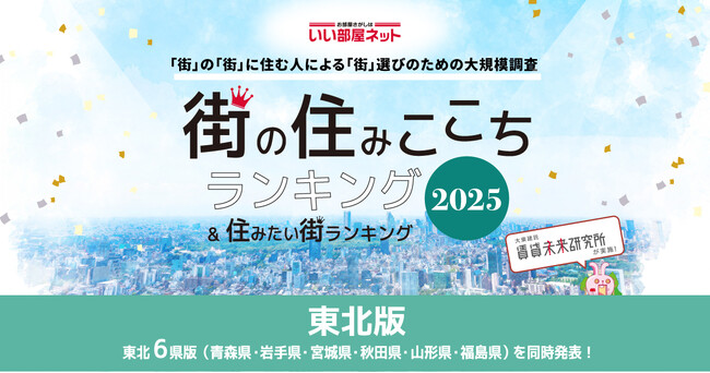 いい部屋ネット　街の住みここち＆住みたい街ランキング2025＜山形県版＞ランキング発表