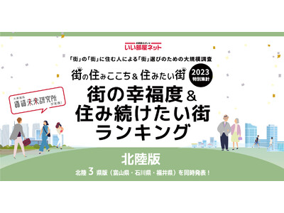 いい部屋ネット「街の幸福度 ＆ 住み続けたい街ランキング２０２３＜福井県版＞」（街の住みここちランキング特別集計）発表