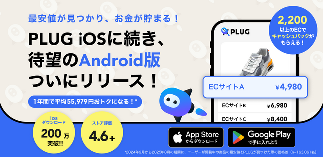 プレスリリース「累計200万DL突破『PLUG』、ついにAndroid版リリース！「友達招待プログラム」も登場」のイメージ画像