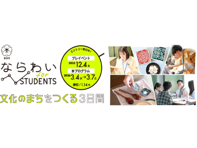 学生向け創業機運醸成事業「ならわい for students ～文化のまちをつくる3日間～」を実施