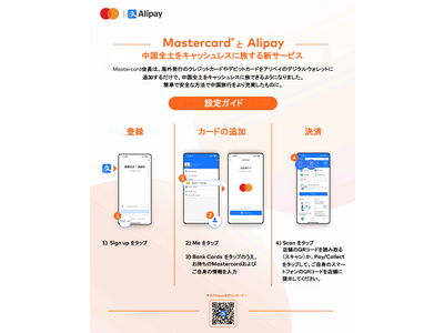 MastercardとAlipay（アリペイ）、中国への旅行者に利便性の高いキャッシュレス決済方法を提供