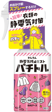 衣類にスプレーするだけで静電気の“パチッ”を防ぐミスト『衣類の静電気防止ミスト　パチトル』新発売