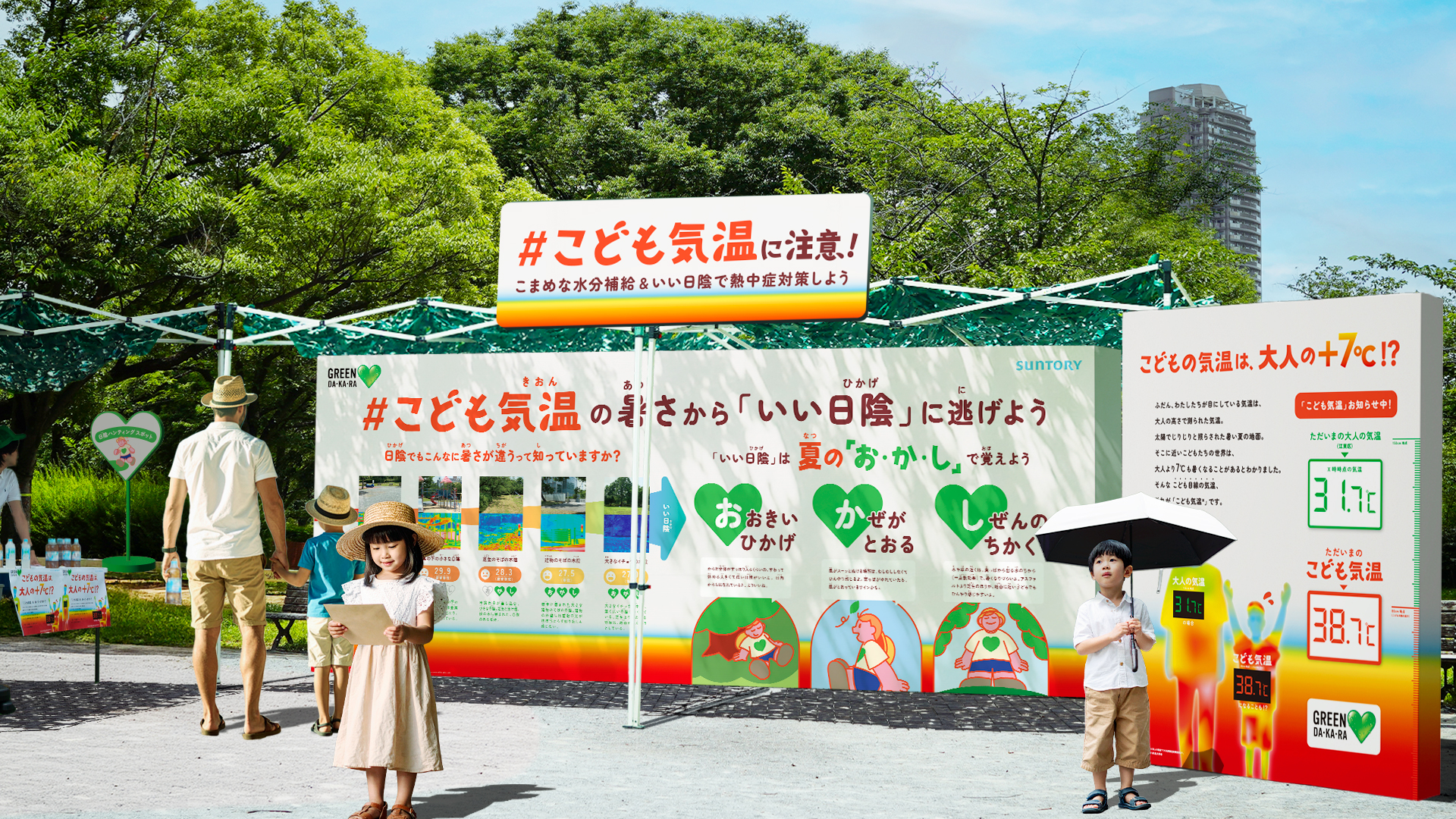 ～サントリー×ウェザーマップが共同で「いい日陰」検証実験を実施～【実証】暑い夏、子どもにとって「いい日陰」は、そうでない日陰より、熱中症警戒レベルが1段階下がる！