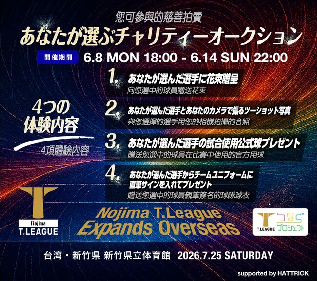 台湾開催開幕戦を記念した体験型チャリティーオークションを開催