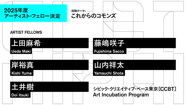 シビック・クリエイティブ・ベース東京［CCBT］アート・インキュベーション・プログラム｜2025年度 アーティスト・フェロー５組が決定！
