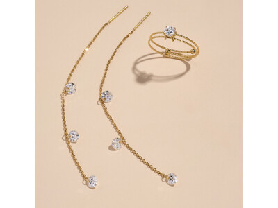 モアサナイトが“浮かぶように輝くリング”と“揺れて煌めくピアス”の2アイテムが新登場　人気のレーザードリルシリーズに待望の【K10YG】ラインもデビュー