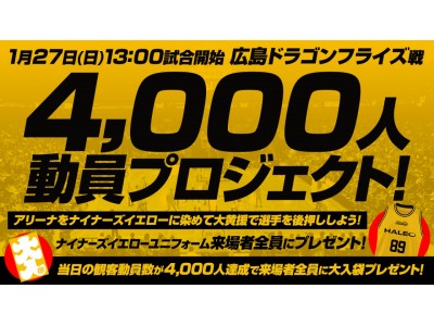 1/27(日)広島戦「4,000人動員プロジェクト」始動！