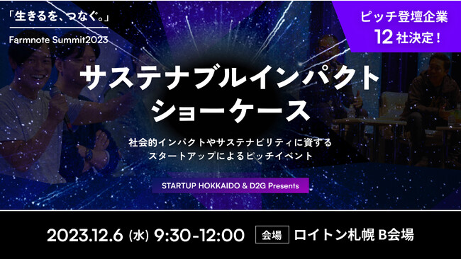【Farmnote Summit 2023】サステナブルインパクトショーケース、ピッチ登壇企業12社決定！
