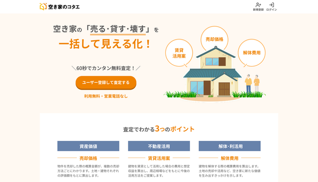 ジェクトワン、新プラットフォーム「空き家のコタエ」をいよいよ始動！空き家所有者向け「自動査定サービス」を2月17日より提供開始