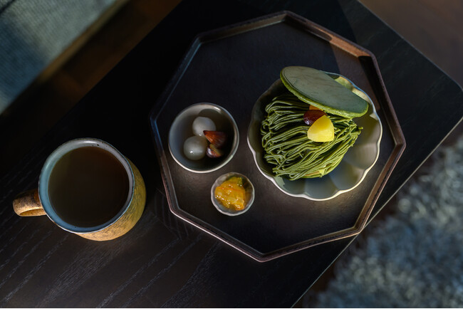 秋限定、抹茶香るどら焼きモンブラン。 天空の茶室で味わう和と洋のマリアージュ／ザ ロイヤルパークホテル アイコニック 名古屋