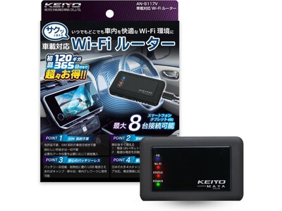 スマホも動画もナビもOK！車内でWi-Fiライフが変わる「サクッとWi-Fi」初回120GB/365日付き！新プランAN-S117V発売のお知らせ。