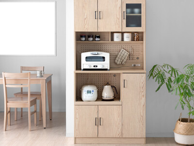 新生活にピッタリ! “有孔ボード付きキッチン収納”発売開始！家電、食器、食品ストックまで、これ1台で省ス...