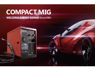 高性能半自動溶接機ブランド「COMPACT MIG（コンパクトミグ）」のロゴタイプを刷新。定番モデルとして長年車体整備の現場で活用されているC201など、更なるブランド認知の向上を図る。