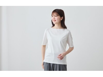 和歌山×富山の合作。最高級ピマ綿100％の特注生地で作る、「ドレスTシャツ・ボートネック五分袖」新登場