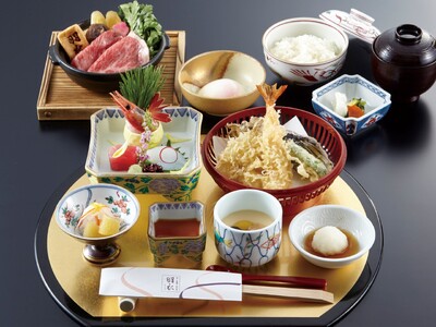 【明治記念館】“寒い季節に体も心も温まるランチメニュー「和牛すき鍋御膳（6,000円・税サ込）」の提供開始！”　館内レストラン「羽衣」で天麩羅やお造りなどがついた平日期間限定ランチをご堪能ください