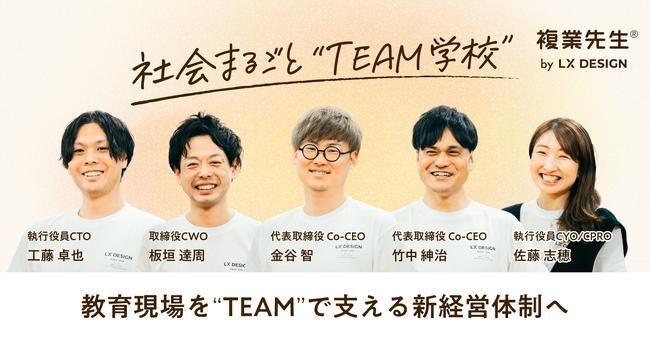 複業で先生をしたい外部人材と学校をつなぐ『複業先生(R)︎』提供のLX DESIGN、教育現場を“TEAM”で支える新経営体制を発表