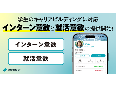 YOUTRUST�A�w�������Ɂu�C���^�[���ӗ~�v�Ɓu�A���ӗ~�v��\���ł���V�@�\��񋟊J�n