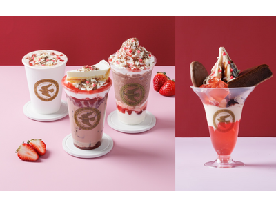 【チーズガーデン】ピンクとブラウンのキュートなバレンタインシーズン限定カフェメニュー『Chocolate meets Strawberry』＆『バレンタインパフェ ストロベリー＆ショコラ』登場
