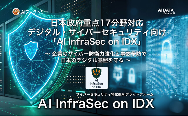 日本政府重点17分野対応、AIファクトリー、デジタル・サイバーセキュリティ向け「AI InfraSec on IDX」を展開 ～企業のサイバー防衛力強化と事故予防で日本のデジタル基盤を守る～