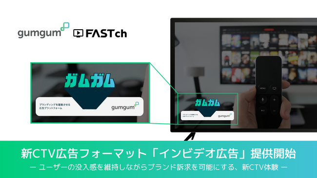 国内初 (※) ！GumGum、無料映像配信サービス「FASTチャンネル」にて新CTV広告フォーマット「インビデオ広告」の提供を開始