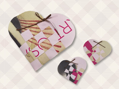 美術館の巨大垂れ幕を「ハートラッピングポーチ」にアップサイクル