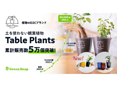 【GreenSnap】土を使わない観葉植物「Table Plants」累計販売数5万個を突破！