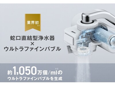 簡単ウルトラファインバブル 高濃度循環器 業界初※1ウルトラファインバブル生成機構搭載の蛇口直結型浄水器「mini