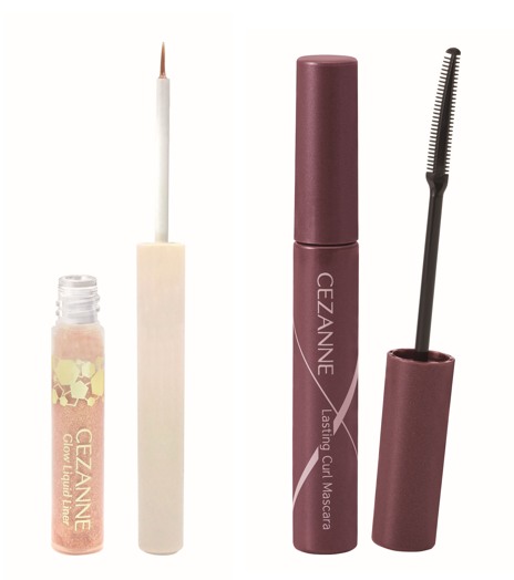 セザンヌのアイメイクシリーズに旬顔を叶える新色が続々！大人の目元に輝きを添える「グロウリキッドライナー」から上品なベージュカラー、「耐久カールマスカラ」から初のカラーマスカラが新登場！