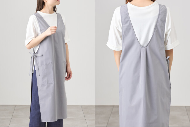 外出OK！洋服のように着られる“高機能エプロン”が登場　母の日ギフトにもおすすめ「撥水ワンピースエプロン」