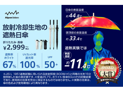 アルペンアウトドアーズの「放射冷却生地の遮熱日傘」が『GoodsPressAWARD 2026』猛暑対策ギア部門にて大賞を受賞！