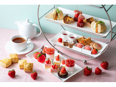 バレンタインや春の“お祝いティータイム”にもぴったりな贅沢アフタヌーンティー! 苺×ホテルで採れたスイートバジルのコンフィチュールも！「ストロベリーアフタヌーンティー」