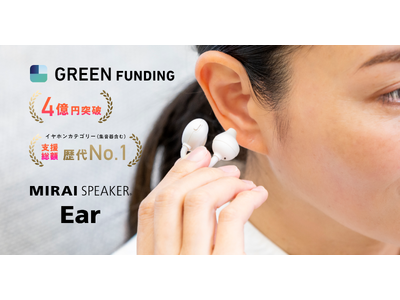 【支援総額4億円突破】世界初！聞こえ調整機能搭載 イヤカフ型集音器※１「ミライスピーカー・イヤー」クラウドファンディング支援者12,000名突破、 7月20日（月）まで期間延長