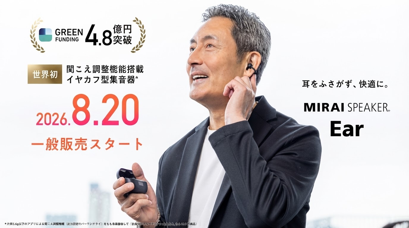 【8月20日一般発売スタート】世界初！聞こえ調整機能搭載 イヤカフ型集音器※1…