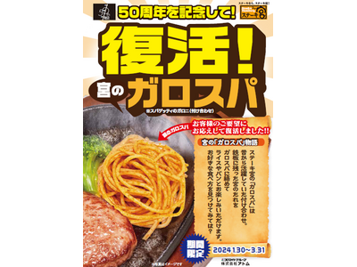 2025年に迎える「ステーキ宮」50周年記念！復活！宮の「ガロスパ」