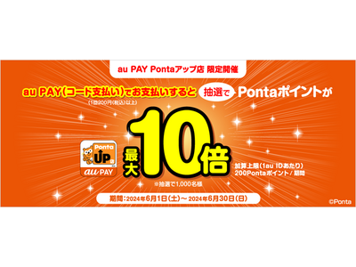「au PAY Pontaアップ店」でポイントが通常の最大10倍あたるキャンペーンを開催