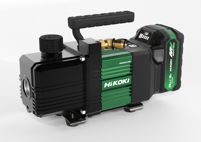 電動工具ブランド「HiKOKI(ハイコーキ)」一般住宅用から5馬力クラスの業務用パッケージエアコンまで対応、HiKOKI 初 コードレス真空ポンプUP18DYA　6月27日(金)より発売開始予定
