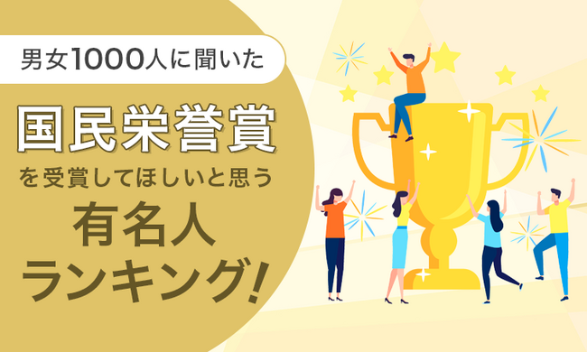 プレスリリース「【男女1000人に聞いた】国民栄誉賞を受賞してほしいと思う有名人ランキング！」のイメージ画像