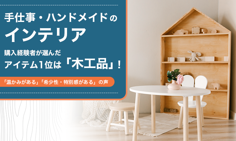 手仕事・ハンドメイドのインテリア、購入経験者が選んだアイテム1位は「木工品」！「温かみがある」「希少性・特別感がある」の声