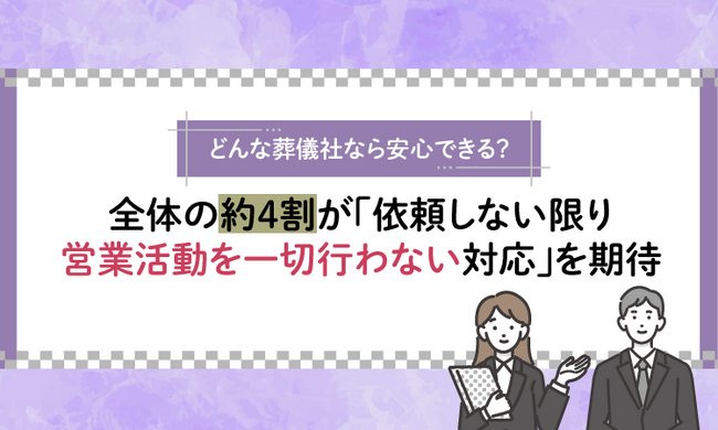 どんな葬儀社なら安心できる？全体の約4割が「依頼しない限り営業活動を一切行わない対応」を期待