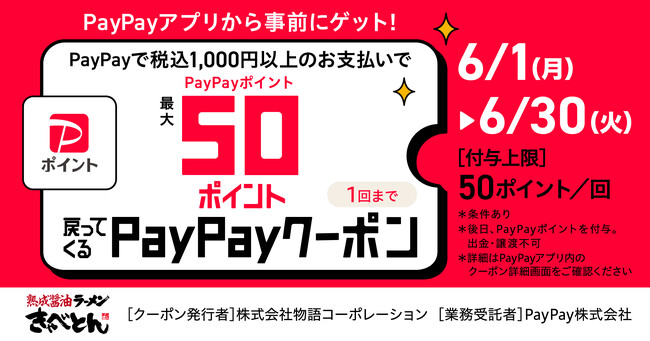 【きゃべとん】本日より50ポイント付与！PayPayクーポンキャンペーン開催