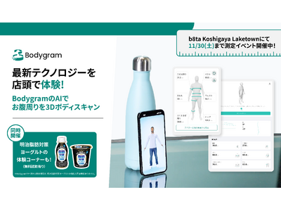 体験型ストア b8ta内 「明治脂肪対策ヨーグルト」の体験コーナーにて「Bodygram」を用いたお腹周りの3Dボディスキャンを実施