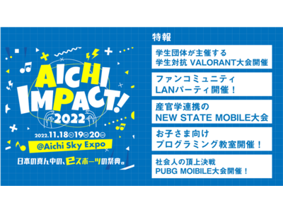 AICHI IMPACT!2022で学生によるVALORANT大会と企業対抗のPUBG MOBILE大会...